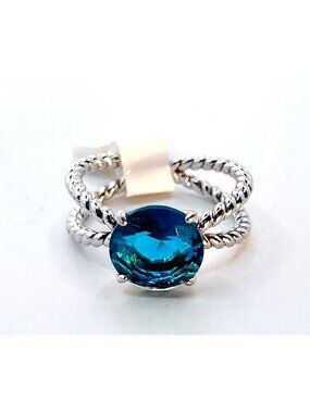Ring Bomb Party Ring Size 7 blue stone silver color band